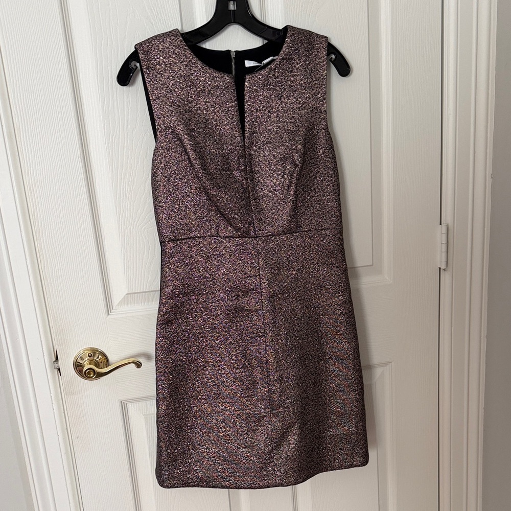Diane Von Furstenberg Multicolor Mini Dress metallic gold and black size 6